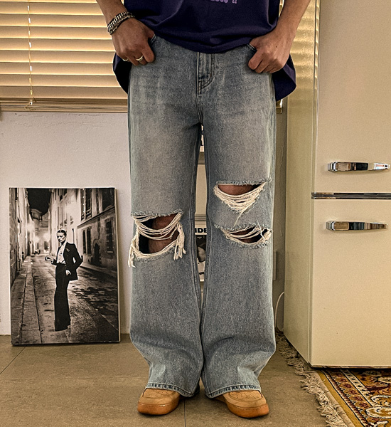 (S-5XL)<BR>알파하 Semi-wide fit denim pants