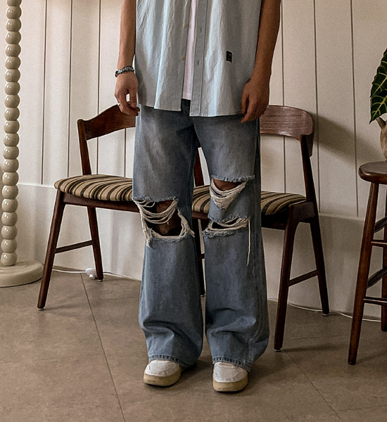 (S-5XL)<BR>알파하 Semi-wide fit denim pants