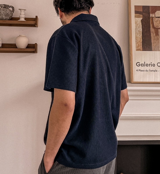 (M-4XL)<BR>캐스단 short-sleeved collar knitwear