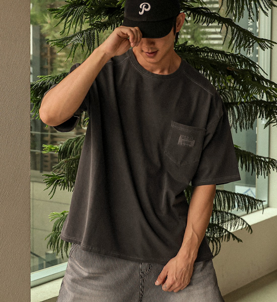 (L-5XL)<BR>루아코 pigment incised short-sleeved T-shirt T016