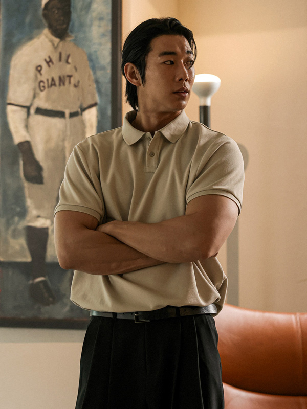 (L-5XL)<br>덴트러머 short-sleeved collar T-shirt