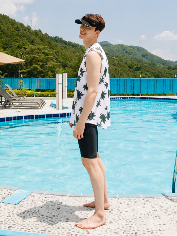(L-2XL)<br>여행을 떠나요 나뭇잎 rash guard sleeveless shirt