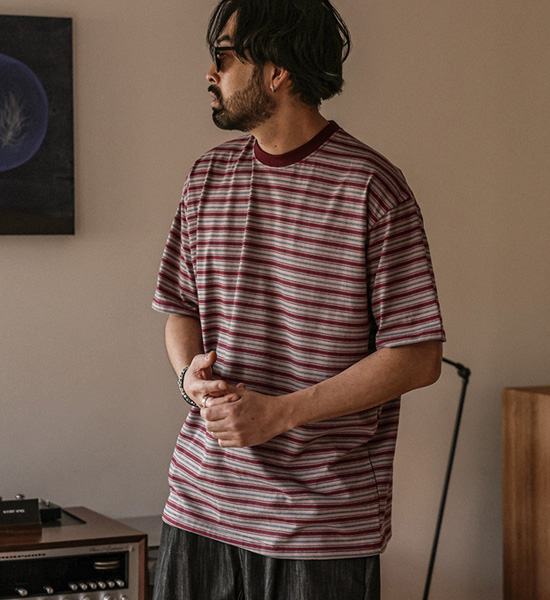 (XL-6XL)<BR>티온빌 stripe Short T shirts