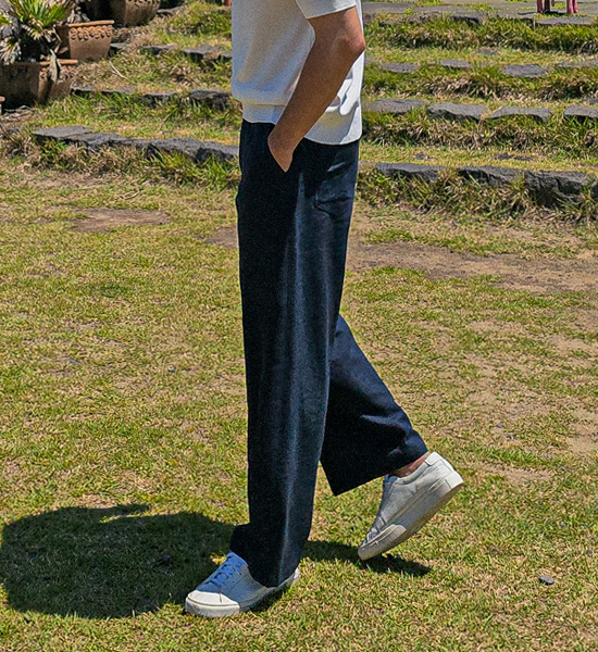 (L-5XL)<BR>켈시 linen cuttings Semi-wide fit banding pants