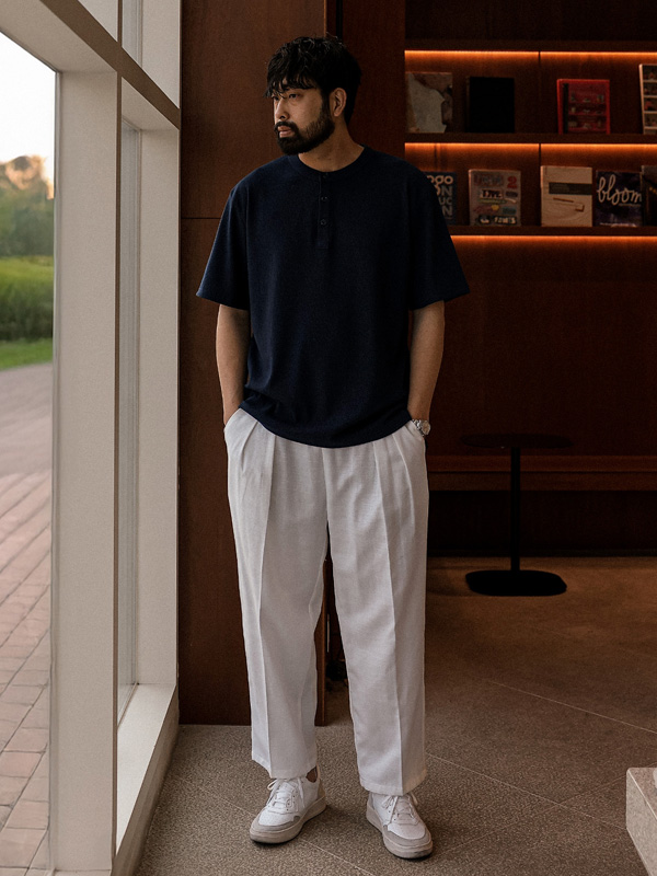 (L-5XL)<BR>노라티타 Henley neck Short T shirts T019