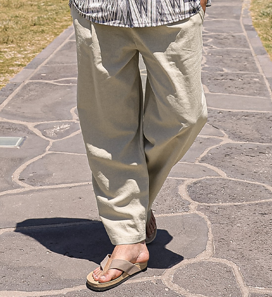 (M-5XL)<BR>쿠티치 Semi-wide fit linen banding pants A24