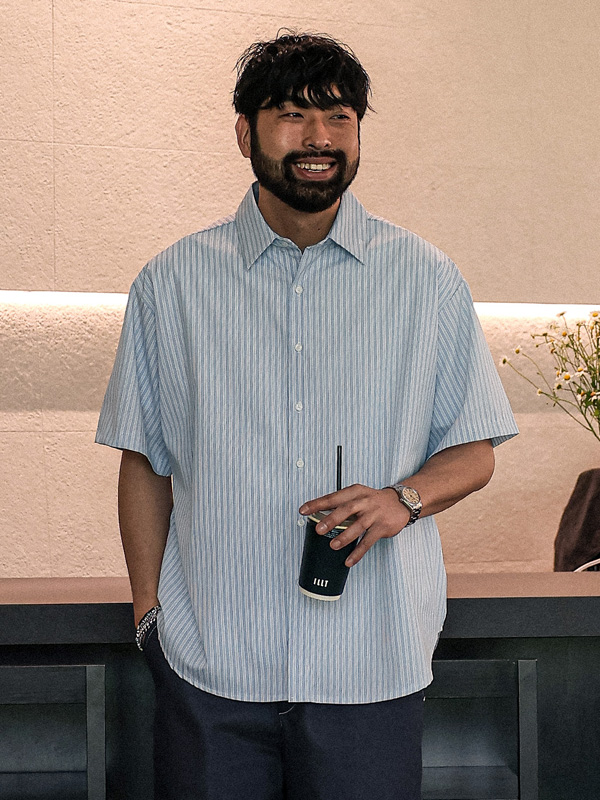 (XL-6XL)<BR>라파롬 Stripe short-sleeved shirt