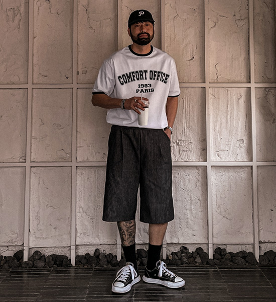 (L-5XL)<BR>푸기카 Bermuda denim banding shorts