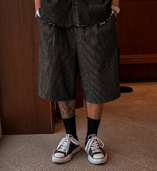 (L-5XL)<BR>푸기카 Bermuda denim banding shorts