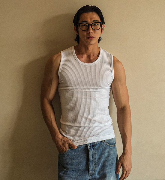 (L-5XL)<BR>노디카스 ribbed sleeveless shirt T025
