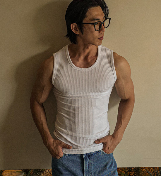 (L-5XL)<BR>노디카스 ribbed sleeveless shirt T025
