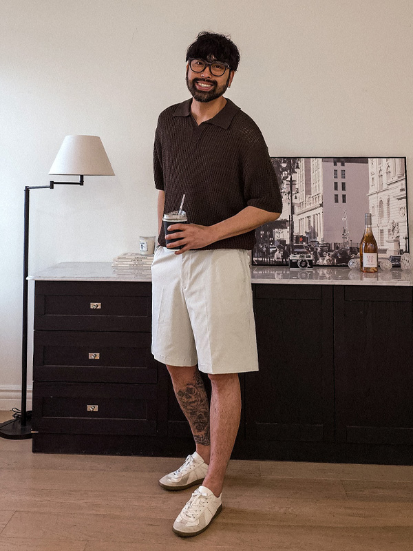 (L-5XL)<br>시나크 Open Collar short-sleeved knitwear S002