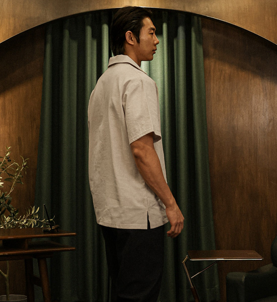 (L-5XL)<br>순간적인 linen open collar