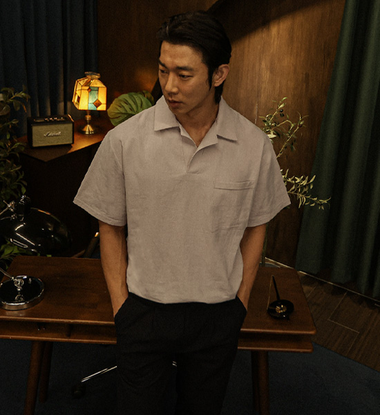 (L-5XL)<br>순간적인 linen open collar