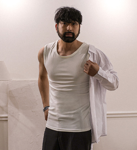 (L-5XL)<br>타노로니 ribbed sleeveless shirt T023