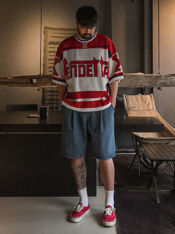 (XL-6XL)<BR>파트로브 short-sleeved knitwear