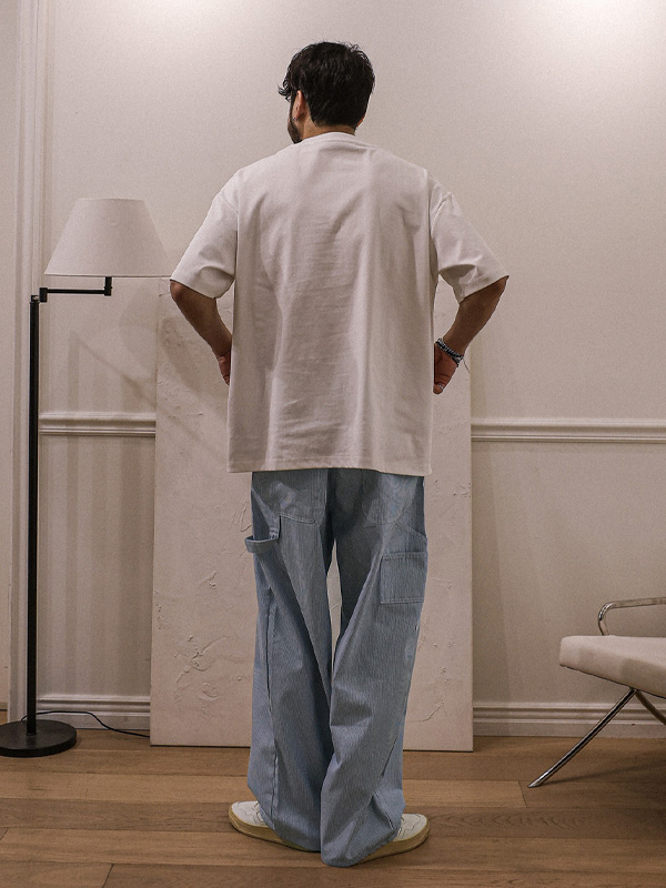 비첸 Semi-wide fit Back banding denim pants