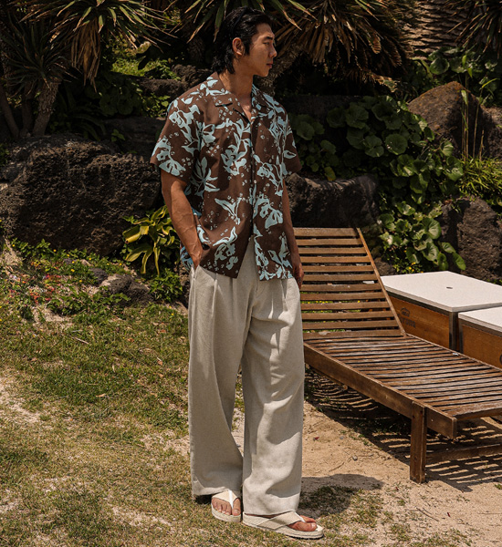 (XL-6XL)<br>리오세아 Linen Open Collar short-sleeved shirt N008