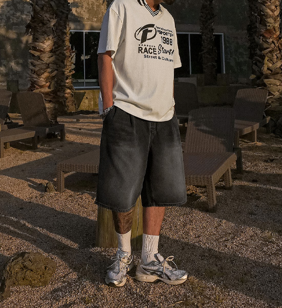 (XL-6XL)<br>크루노프 Bermuda denim banding shorts 40