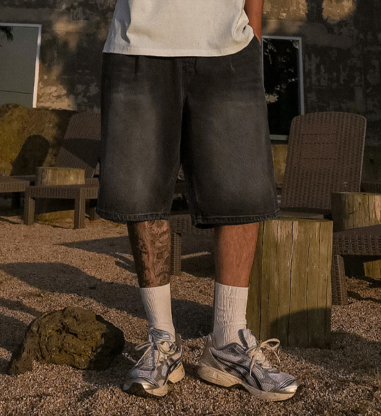 (XL-6XL)<br>크루노프 Bermuda denim banding shorts 40