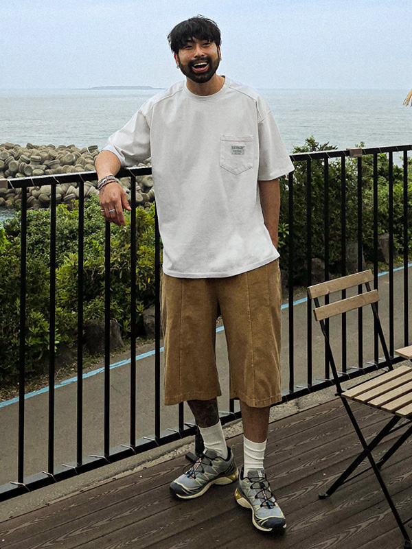(L-5XL)<BR>루아코 pigment incised short-sleeved T-shirt T016