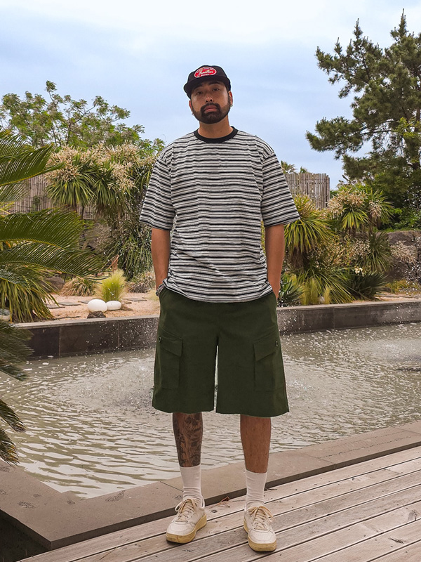 (L-5XL)<BR>라린야 stripe Short T shirts