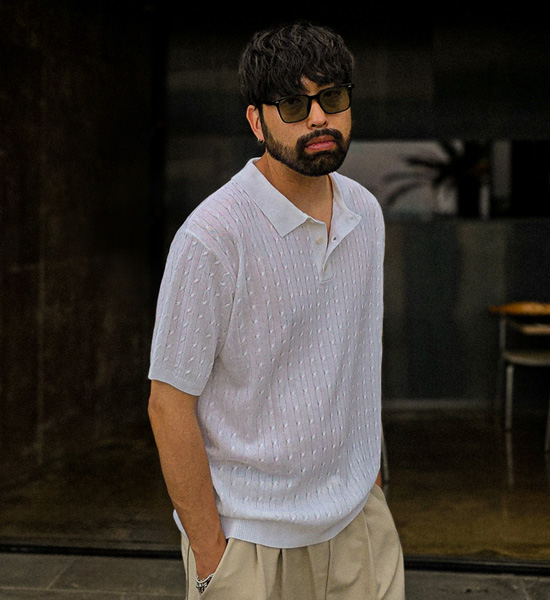 (L-5XL)<br>마그타르 short-sleeved collar knitwear S003