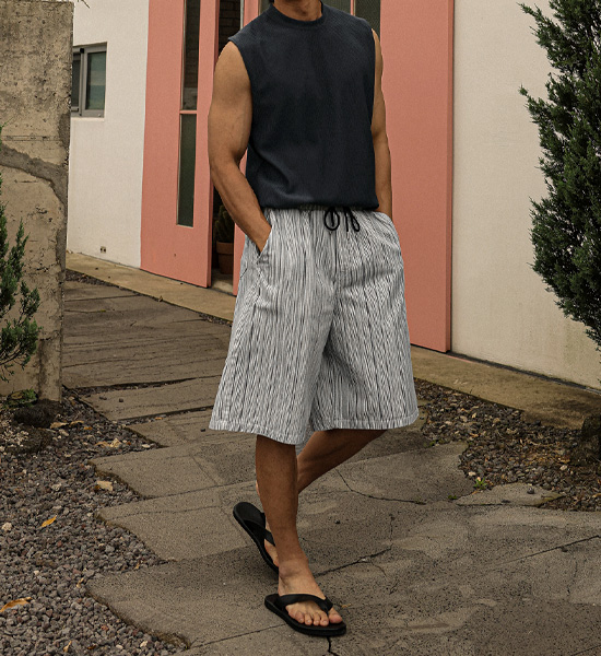 (L-5XL)<br>바울로 Pleats Sleeveless shirts