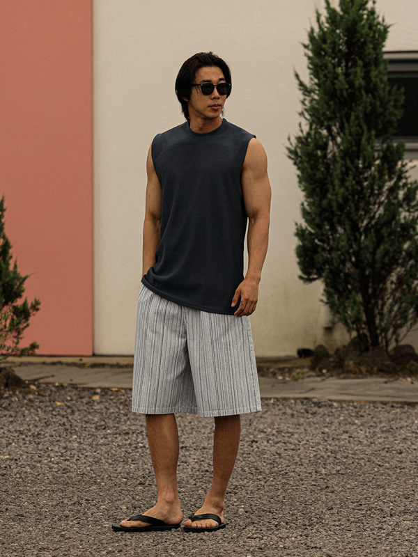 (L-5XL)<br>바울로 Pleats Sleeveless shirts
