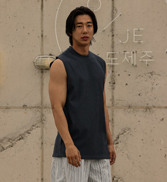 (L-5XL)<br>바울로 Pleats Sleeveless shirts
