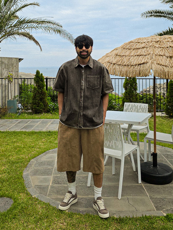 (XL-6XL)<BR>칸타냐 denim short-sleeved shirt S25-17