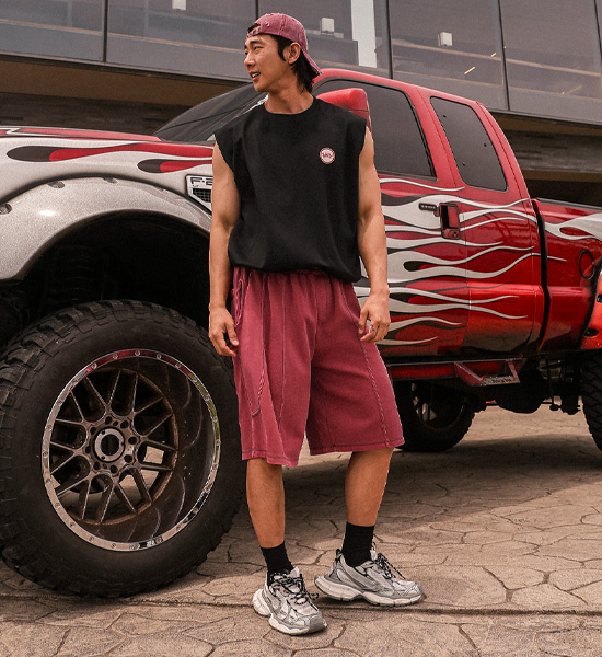 (XL-6XL)<BR>밀킨빌 pigment  Bermuda Banding Shorts