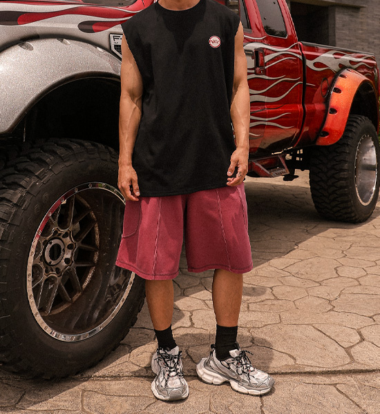 (XL-6XL)<BR>밀킨빌 pigment  Bermuda Banding Shorts