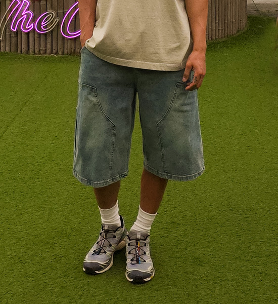 (M-4XL)<BR>아바칸 Bermuda denim banding shorts 692