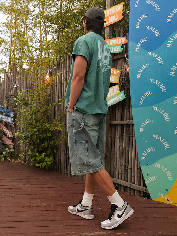 (M-4XL)<BR>아바칸 Bermuda denim banding shorts 692