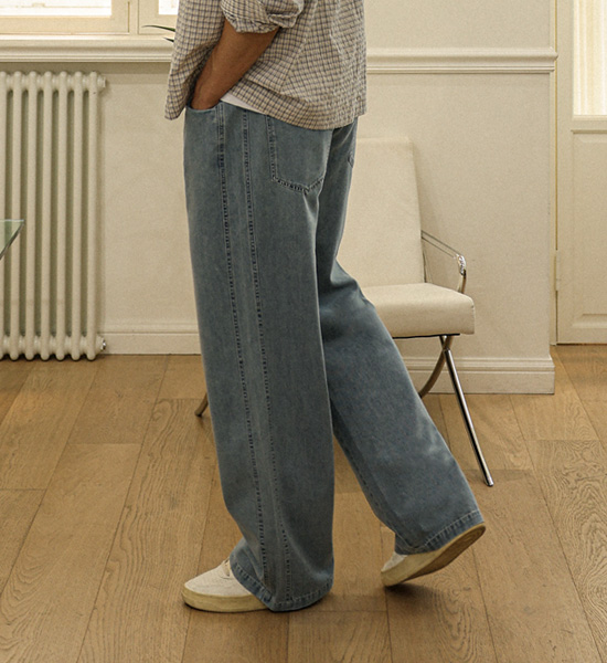 (XL-6XL)<BR>토르카만 Semi-wide fit denim banding pants 9513