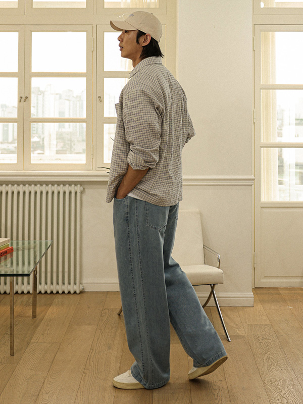 (XL-6XL)<BR>토르카만 Semi-wide fit denim banding pants 9513
