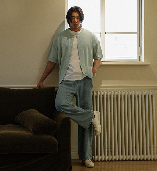 (XL-6XL)<BR>토르카만 Semi-wide fit denim banding pants 9513