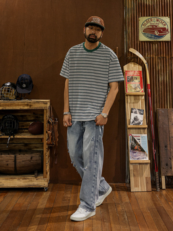 (XL-6XL)<br>브자니카 Stripe Short T shirts 1677