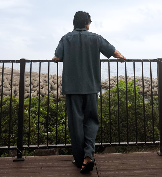 (XL-6XL)<BR>피온키 Open Collar short-sleeved shirt SET003-N+미슈키 Semi-wide fit 뒷밴딩팬츠 SET003-P