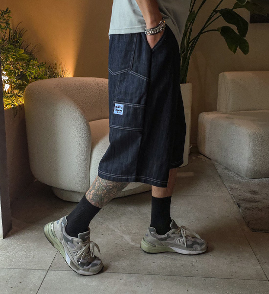 (XL-6XL)<br>스프리몽 Non-wash jeans Bermuda Banding Shorts