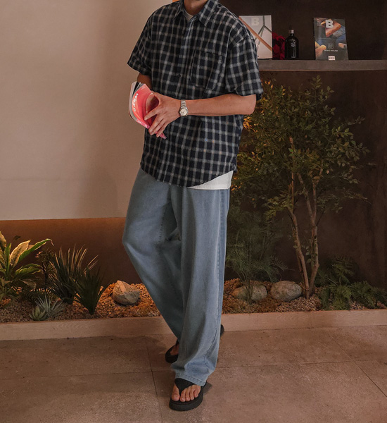 (XL-6XL)<br>하르만 checkered short-sleeved shirt