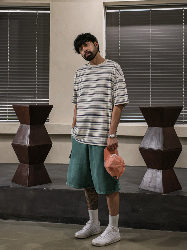 (L-5XL)<BR>주프카 Stripe Short T shirts