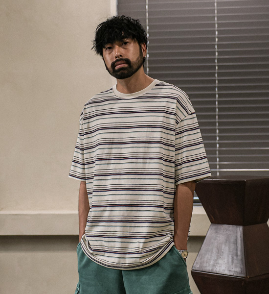 (L-5XL)<BR>주프카 Stripe Short T shirts