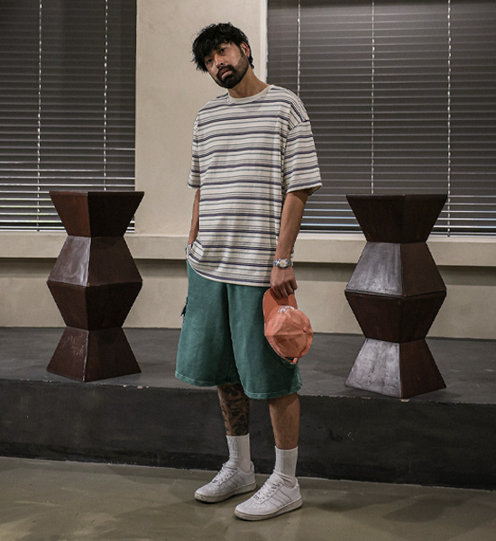 (L-5XL)<BR>주프카 Stripe Short T shirts