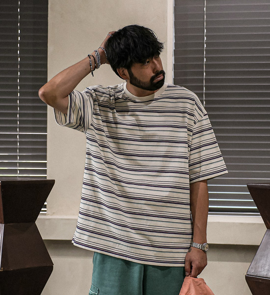 (L-5XL)<BR>주프카 Stripe Short T shirts