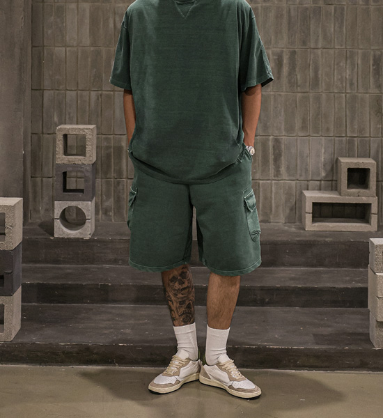 (XL-6XL)<BR>킹가로이 pigment Short T shirts+비스트로 pigment cargo banding shorts
