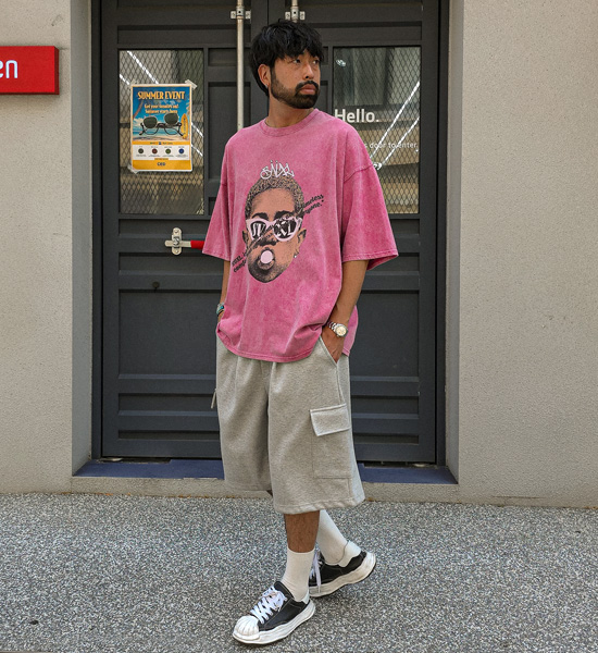 (XL-6XL)<BR>로차노 pigment Short T shirts T315