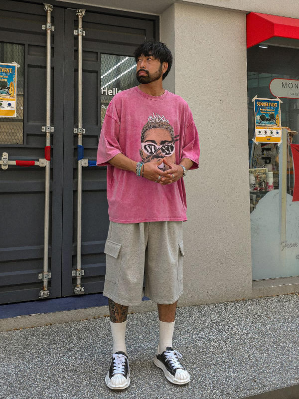 (XL-6XL)<BR>로차노 pigment Short T shirts T315