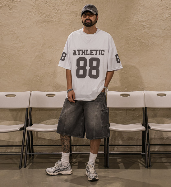 (XL-5XL)<BR>트리플턴 Denim Banding Shorts 8887